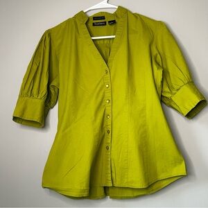 Woman's Green Stretch Feathers Blouse Size L